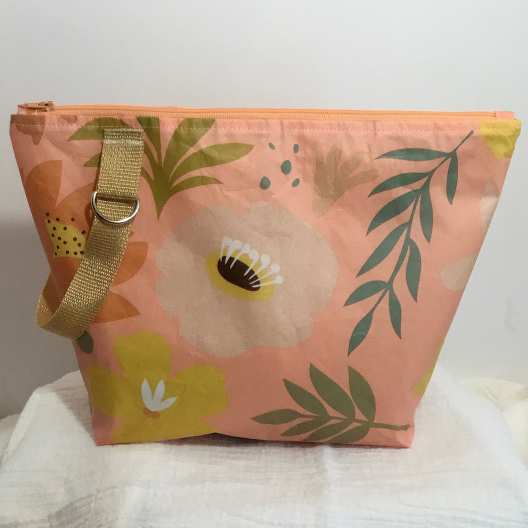 Orange Flowers - No Frills WIP Bag Upcycled